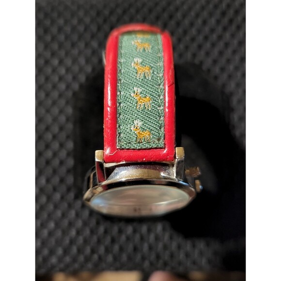 Reindeer Cahill & Co. Christmas Watch Red Green Reindeer Band Rare Holiday - Picture 4 of 8